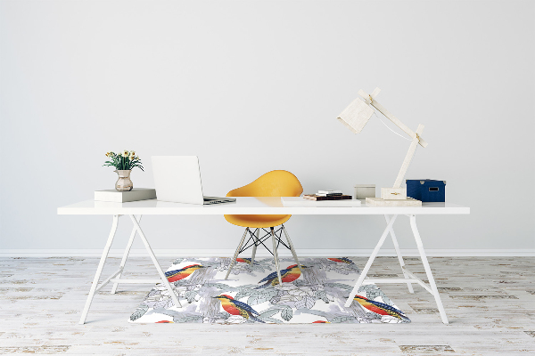 Office chair floor protector painted birds