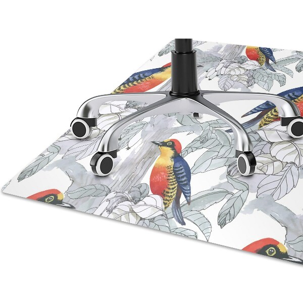 Office chair floor protector painted birds