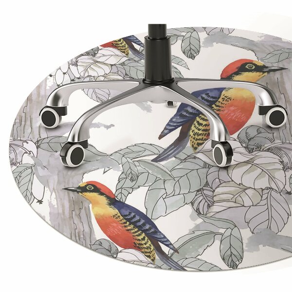 Office chair floor protector painted birds