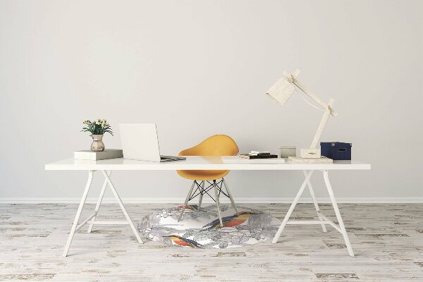 Office chair floor protector painted birds