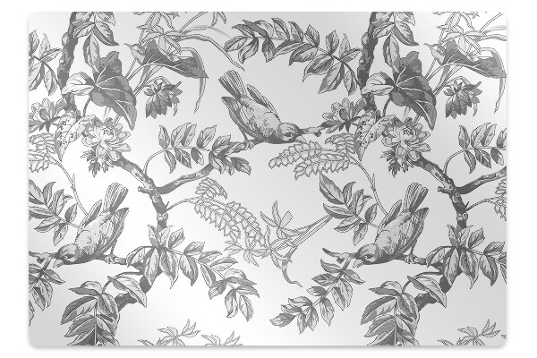 Desk chair mat gray birds