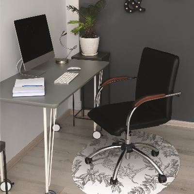 Desk chair mat gray birds