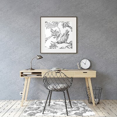 Desk chair mat gray birds