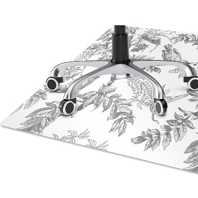 Desk chair mat gray birds