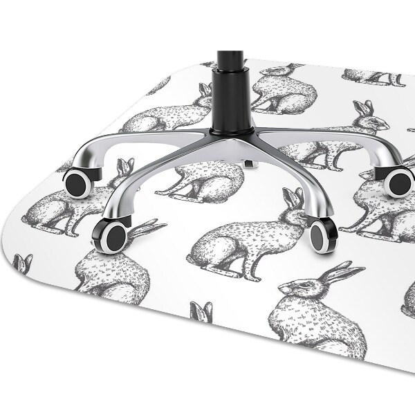 Desk chair mat white rabbits
