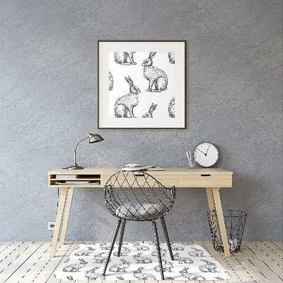 Desk chair mat white rabbits