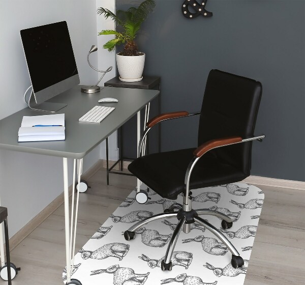 Desk chair mat white rabbits