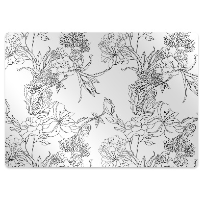 Chair mat Black and white flowers