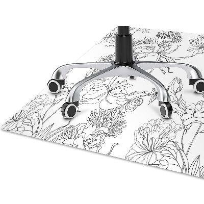 Chair mat Black and white flowers