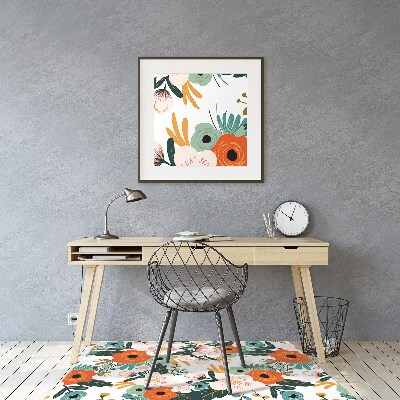 Office chair mat Colorful flowers