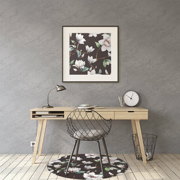 Office chair mat painted flowers