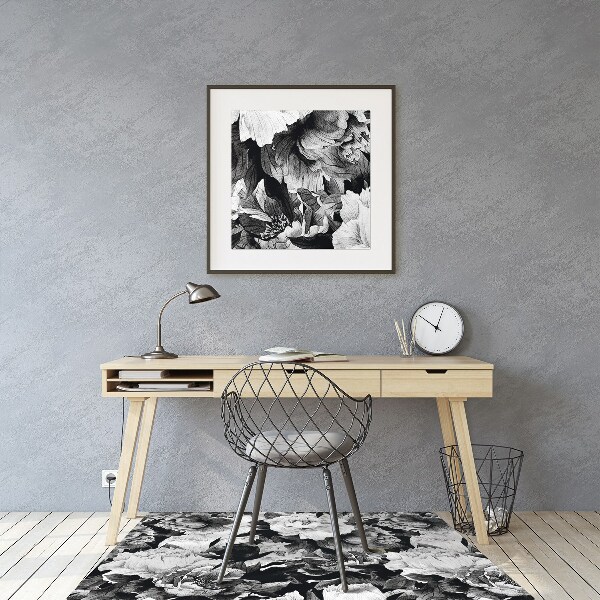 Desk chair mat black roses