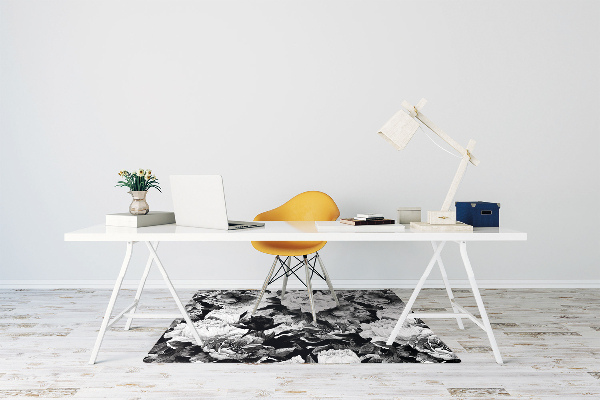 Desk chair mat black roses