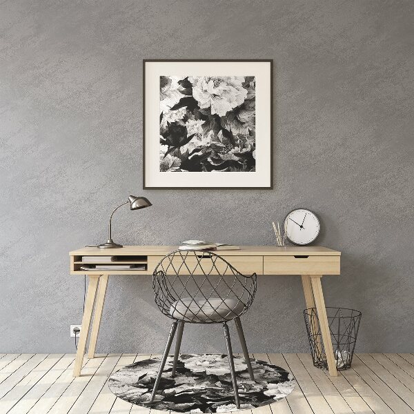Desk chair mat black roses