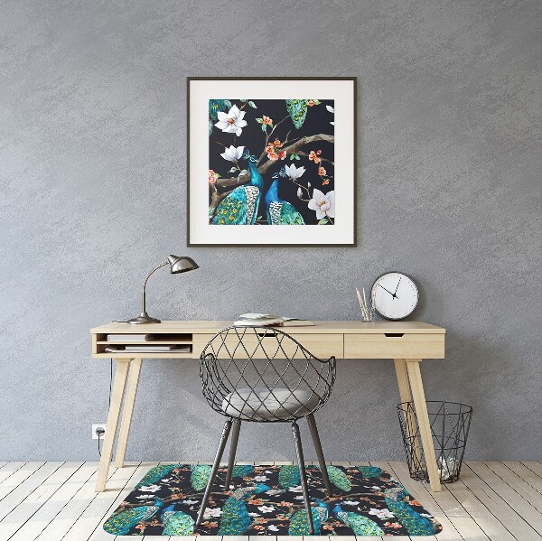 Office chair mat peacocks