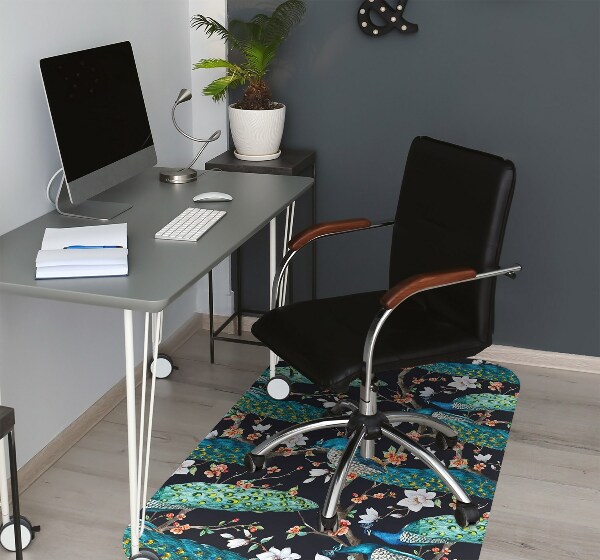 Office chair mat peacocks