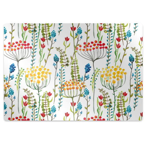 Desk chair mat colorful meadow