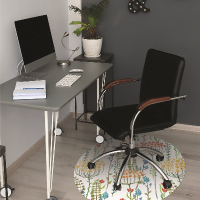 Desk chair mat colorful meadow