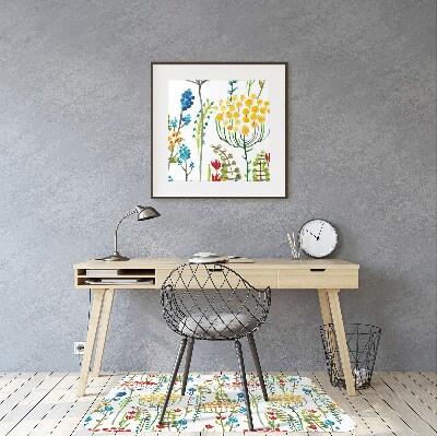 Desk chair mat colorful meadow