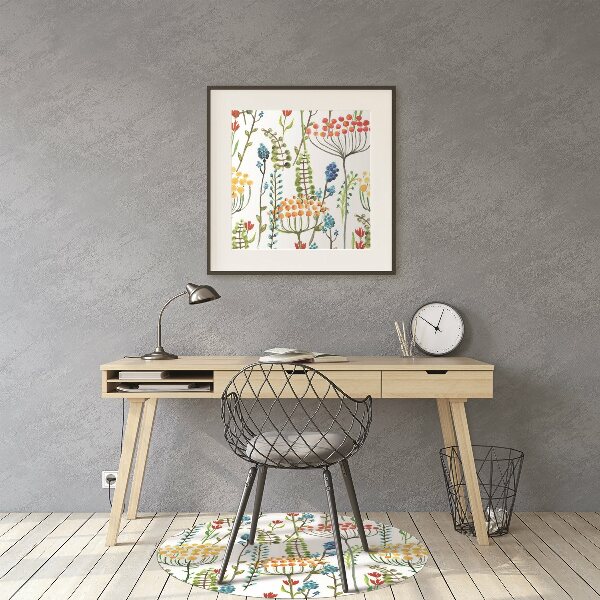 Desk chair mat colorful meadow