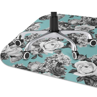 Office chair mat Black-and-white roses