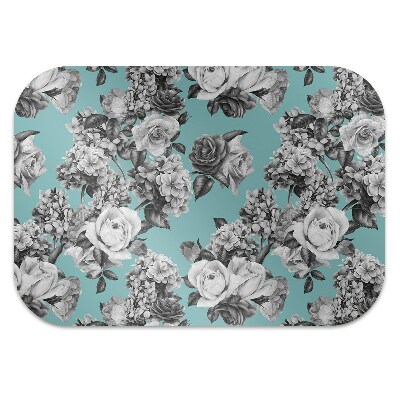 Office chair mat Black-and-white roses