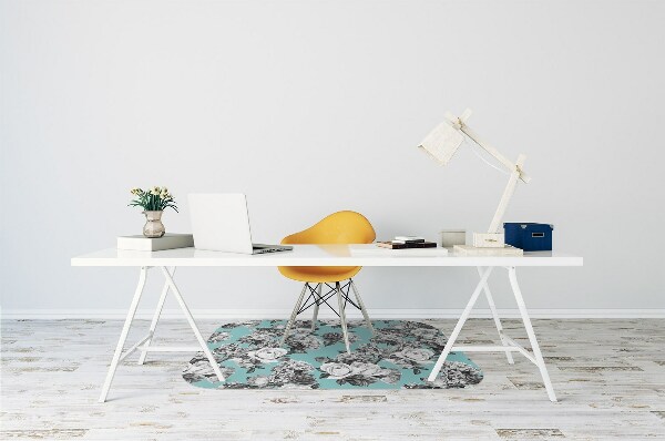 Office chair mat Black-and-white roses