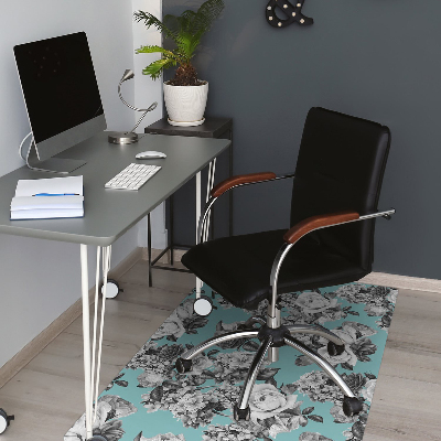 Office chair mat Black-and-white roses