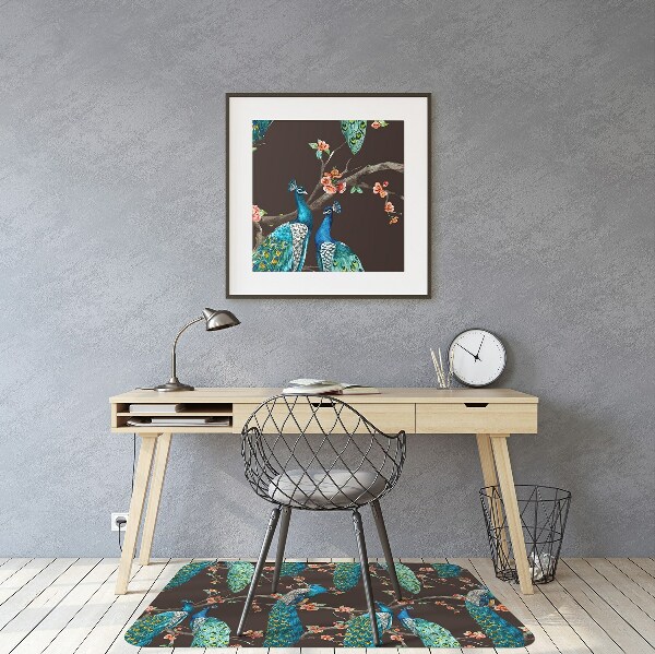 Office chair mat Peacocks on a branch