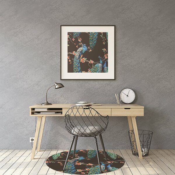 Office chair mat Peacocks on a branch