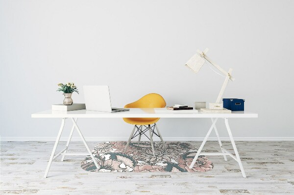 Desk chair mat pink flowers