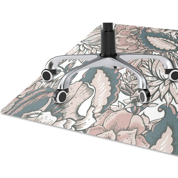 Desk chair mat pink flowers