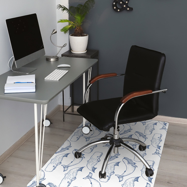 Computer chair mat blue Whales