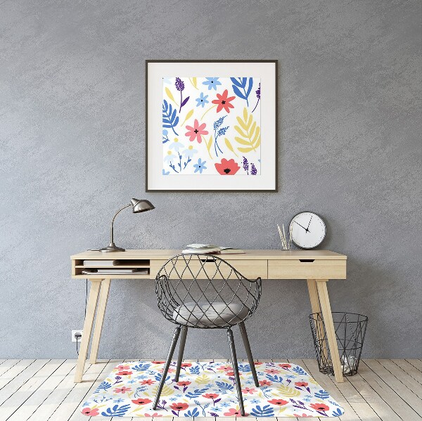 Office chair mat Colorful flowers