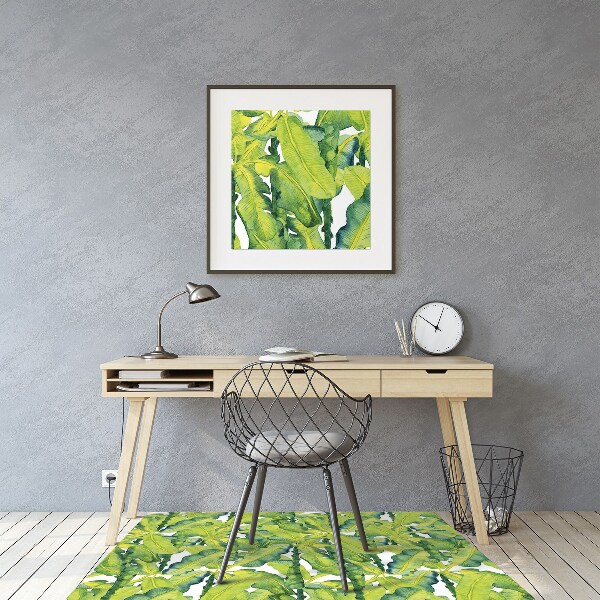 Office chair mat watercolor leaves