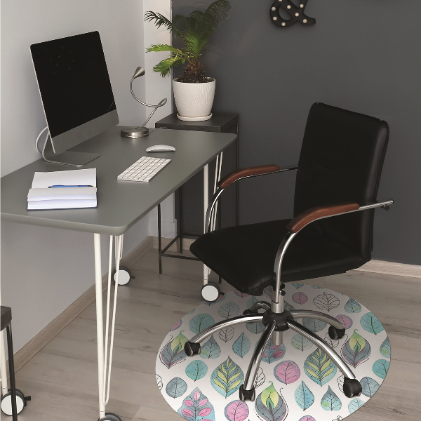 Office chair floor protector cartoonish leaves