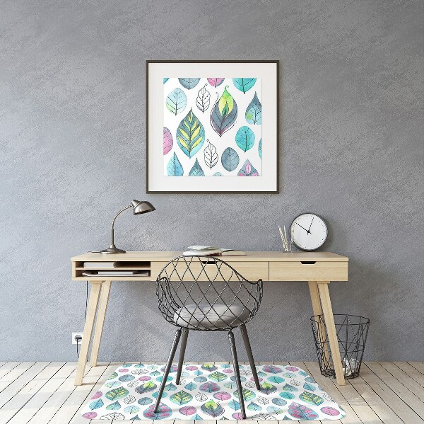 Office chair floor protector cartoonish leaves