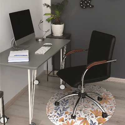 Office chair mat painted flowers