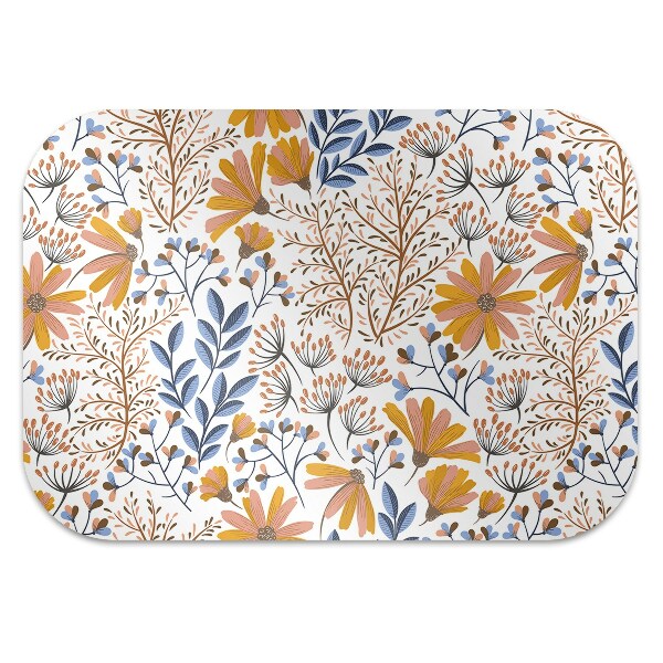 Office chair mat painted flowers