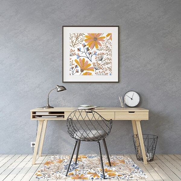 Office chair mat painted flowers