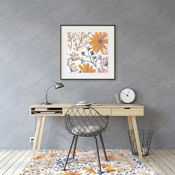 Office chair mat painted flowers