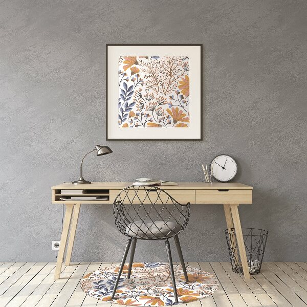 Office chair mat painted flowers