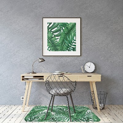 Desk chair mat monstera leaf