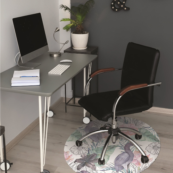 Chair mat floor panels protector tropical Birds