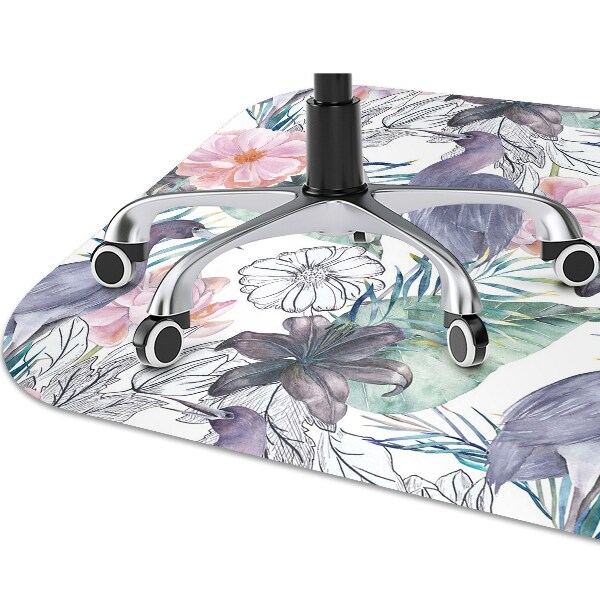 Chair mat floor panels protector tropical Birds