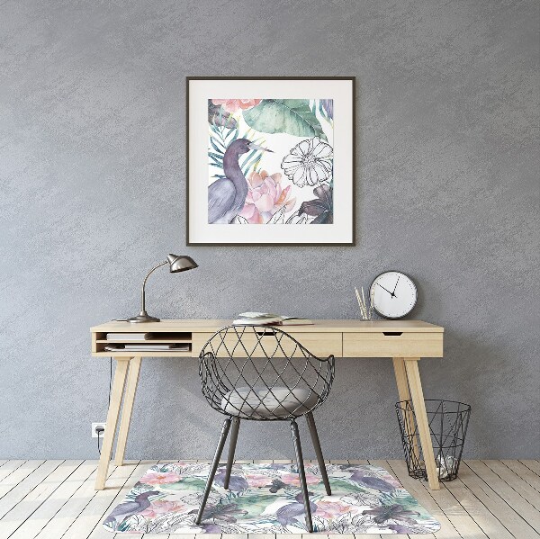 Chair mat floor panels protector tropical Birds