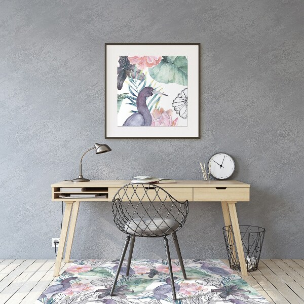 Chair mat floor panels protector tropical Birds