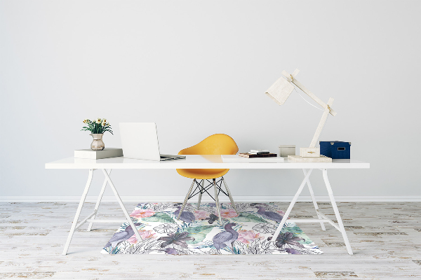 Chair mat floor panels protector tropical Birds