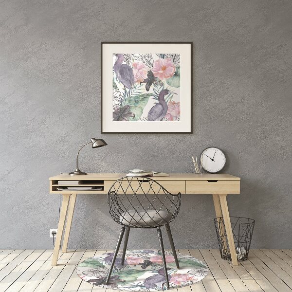 Chair mat floor panels protector tropical Birds