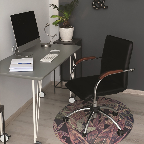 Office chair floor protector Birds and leaves